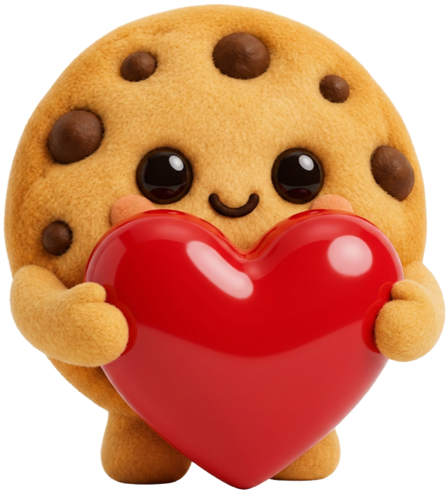 Biscai mascot hugging a heart